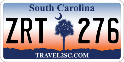 SC license plate ZRT276