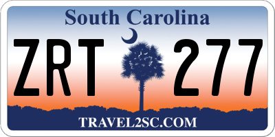 SC license plate ZRT277