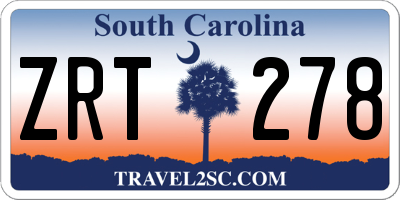 SC license plate ZRT278