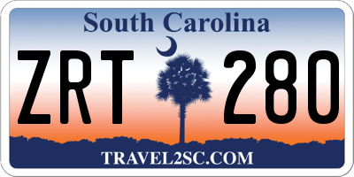 SC license plate ZRT280