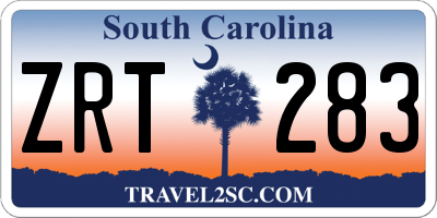 SC license plate ZRT283