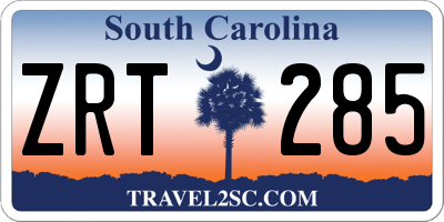 SC license plate ZRT285
