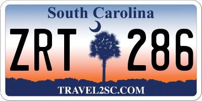SC license plate ZRT286