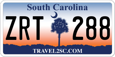 SC license plate ZRT288
