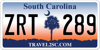 SC license plate ZRT289