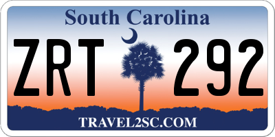 SC license plate ZRT292