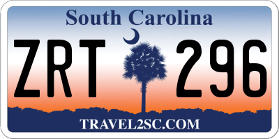 SC license plate ZRT296