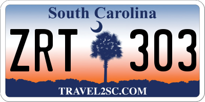SC license plate ZRT303