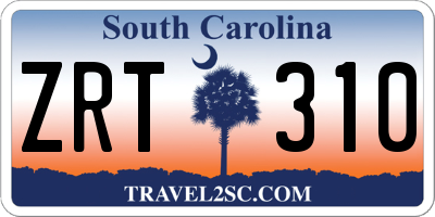 SC license plate ZRT310