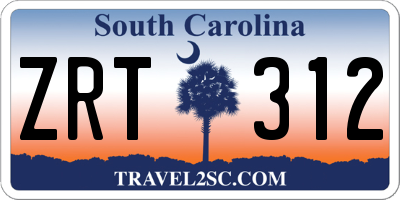 SC license plate ZRT312