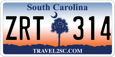 SC license plate ZRT314