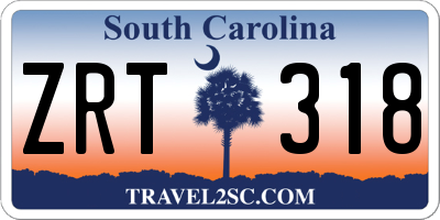 SC license plate ZRT318