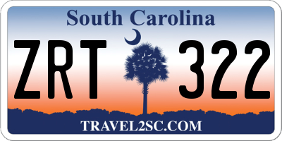 SC license plate ZRT322