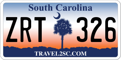 SC license plate ZRT326