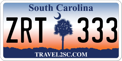 SC license plate ZRT333
