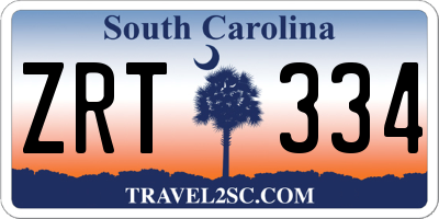 SC license plate ZRT334