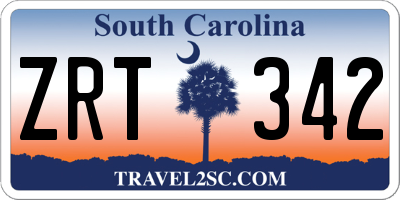 SC license plate ZRT342