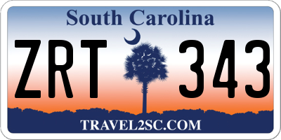 SC license plate ZRT343