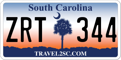 SC license plate ZRT344