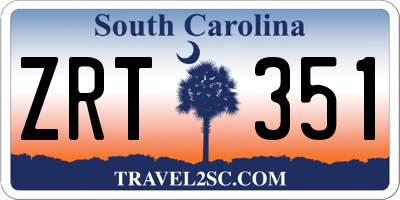 SC license plate ZRT351