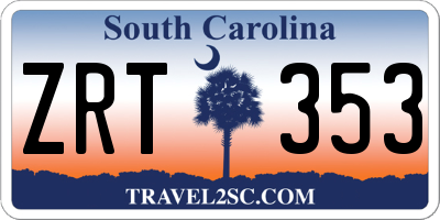 SC license plate ZRT353