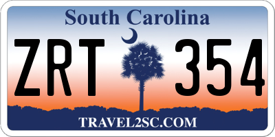 SC license plate ZRT354