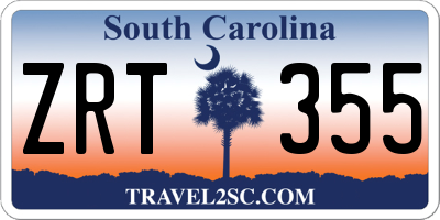 SC license plate ZRT355