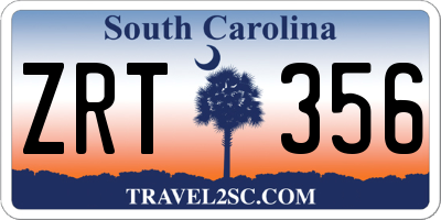 SC license plate ZRT356