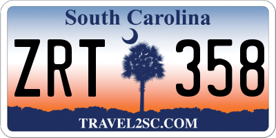 SC license plate ZRT358