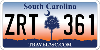 SC license plate ZRT361