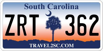 SC license plate ZRT362