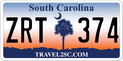 SC license plate ZRT374