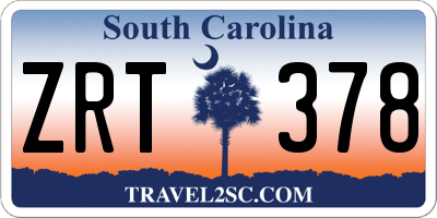 SC license plate ZRT378