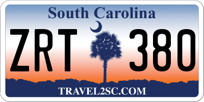 SC license plate ZRT380