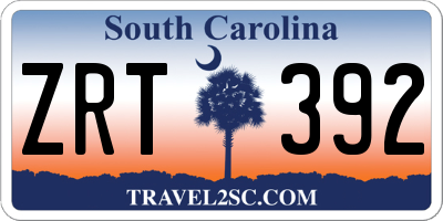 SC license plate ZRT392