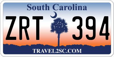 SC license plate ZRT394