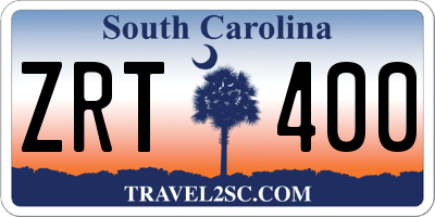 SC license plate ZRT400