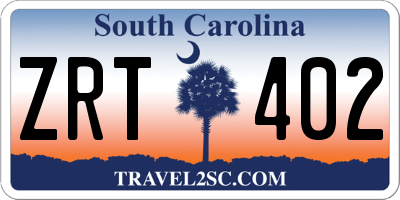 SC license plate ZRT402