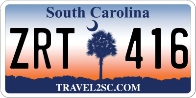 SC license plate ZRT416