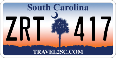 SC license plate ZRT417