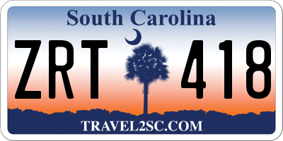 SC license plate ZRT418