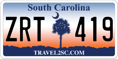 SC license plate ZRT419