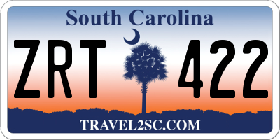 SC license plate ZRT422