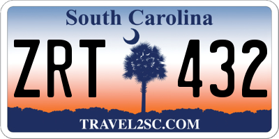 SC license plate ZRT432