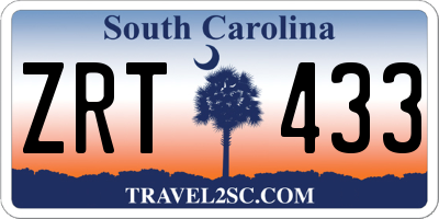 SC license plate ZRT433
