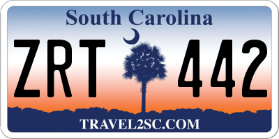 SC license plate ZRT442