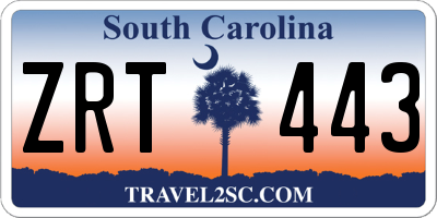 SC license plate ZRT443