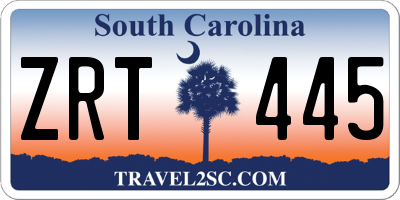 SC license plate ZRT445