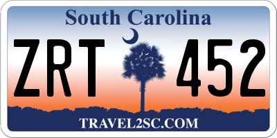 SC license plate ZRT452