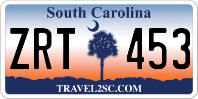 SC license plate ZRT453